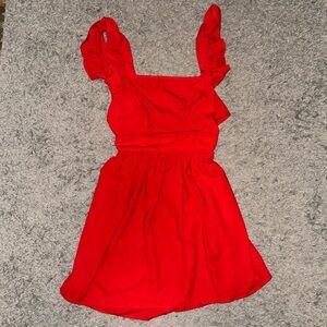 Ruffle sleeve tie back dress